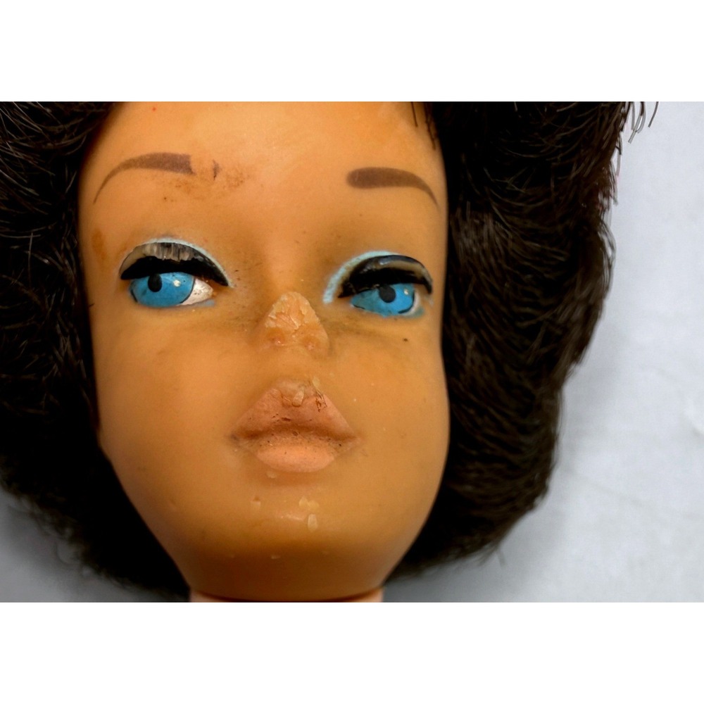 Vintage 1958 Mattel Barbie Doll Brunette Bubblecut Blue Eyes Knit Outfit Fair - Picture 3 of 16